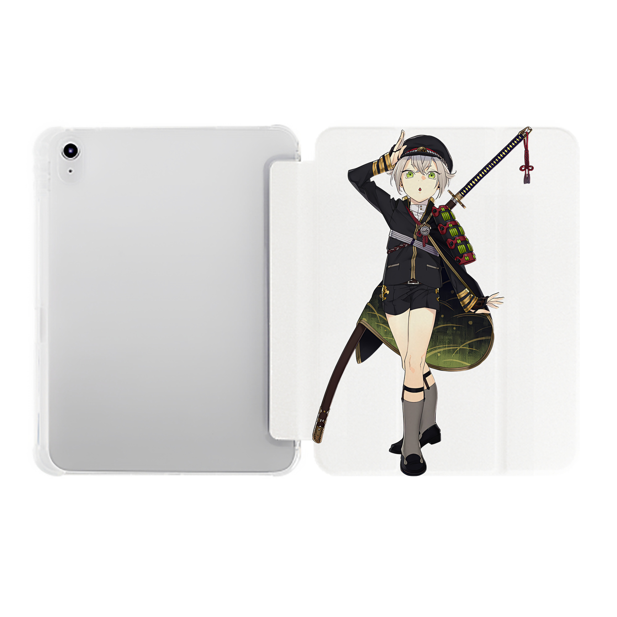 （画像用） 刀剣乱舞 Touken Ranbu IPad ケース ペン収納付き 三つ折りスタンド PUレザー×シリコン 対応機種9.5/10.5/10.9インチ